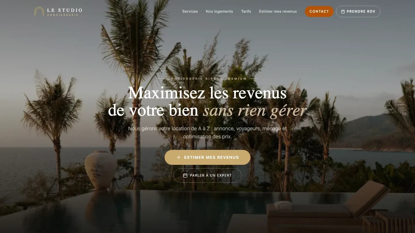 Page d’accueil du site Le Studio Conciergerie